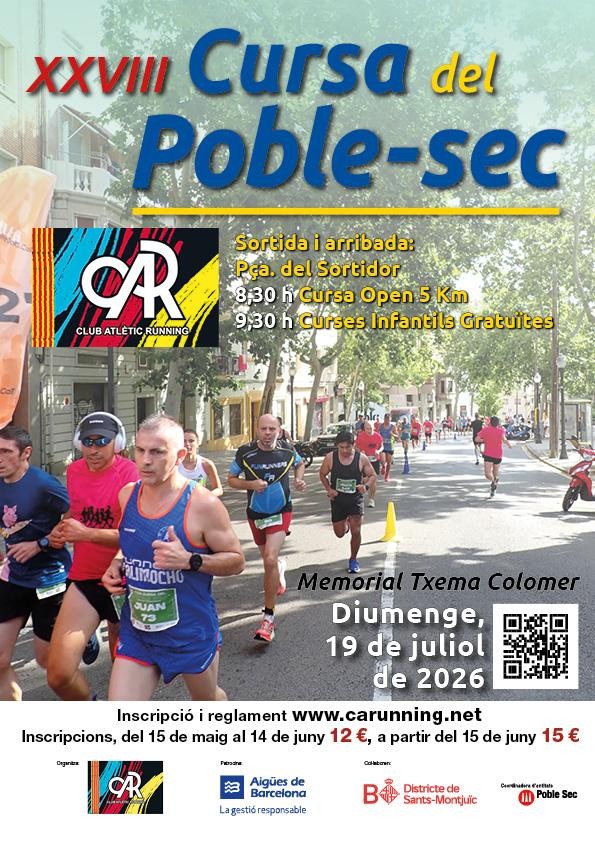 XXVIII Cursa Popular del Poble-sec 2026. Memorial Txema Colomer