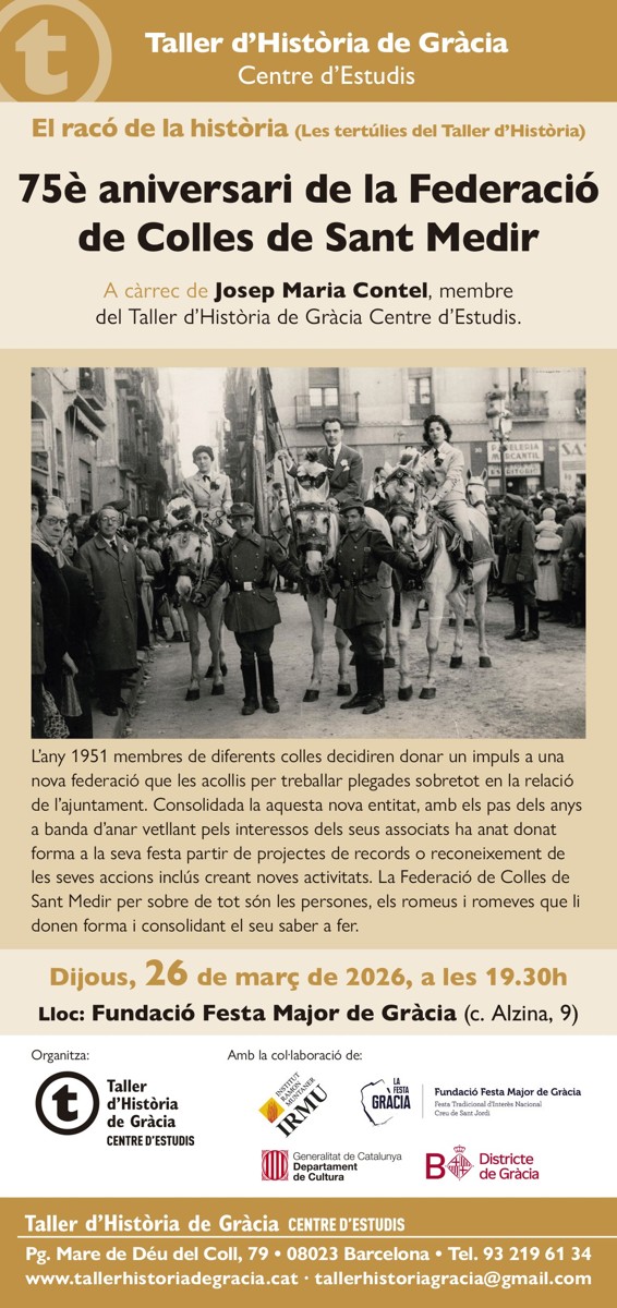 Tertúlia '75è aniversari de la Federació de Colles de Sant Medir' en Barcelona
